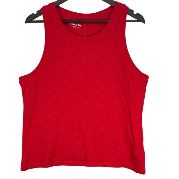 J. Crew Girlfriend Tank Top Red Sleeveless Scoop Neck Basic Cotton Blend Size M - Picture 1 of 9